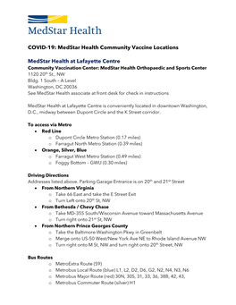 COVID-19: Medstar Health Community Vaccine Locations
