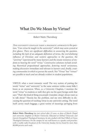 What Do We Mean by Virtue?