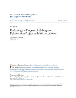 Evaluating the Progress of a Mangrove Reforestation Project on Isla Galeta, Colon Abigail Hope Outterson SIT Study Abroad
