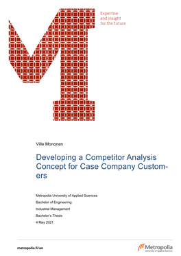 Developing a Competitor Analysis Concept for Case Company Custom- Ers