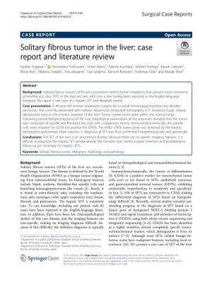 Solitary Fibrous Tumor in the Liver