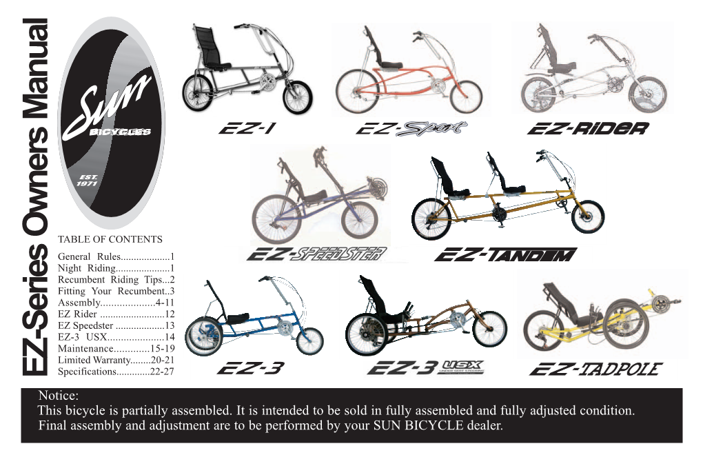 SUN EZ Series Owners Manual 2006