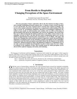 From Hostile to Hospitable: Changing Perceptions of the Space Environment