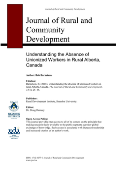 Understanding the Absence of Unionized Workers in Rural Alberta, Canada
