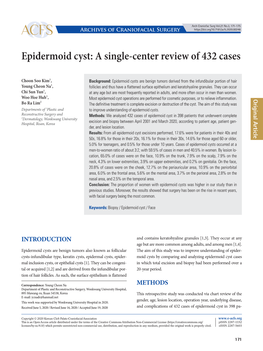 Epidermoid Cyst: a Single-Center Review of 432 Cases