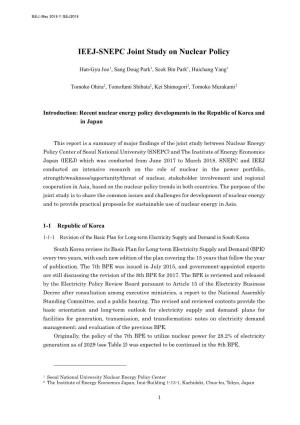 IEEJ-SNEPC Joint Study on Nuclear Policy