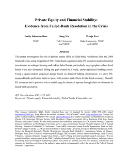 Private Equity and Financial Stability: Evidence from Failed Bank Resolution in the Crisis