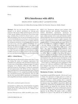 RNA Interference with Sirna