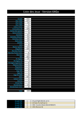 Liste Des Jeux - Version 64Go