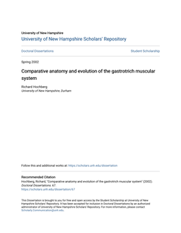 Comparative Anatomy and Evolution of the Gastrotrich Muscular System