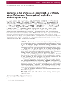 Aided Photographic Identification of Rosalia Alpina