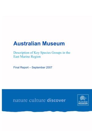 Description of Key Species Groups in the East Marine Region