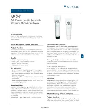 AP-24® Anti-Plaque Fluoride Toothpaste Whitening Fluoride Toothpaste