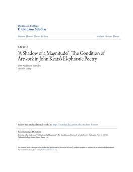 The Condition of Artwork in John Keats's Ekphrastic Poetry