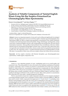 Analysis of Volatile Components of Varietal English Wines Using Stir Bar Sorptive Extraction/Gas Chromatography-Mass Spectrometry