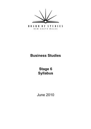 Business Studies Stage 6 Syllabus