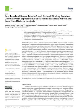 Low Levels of Serum Fetuin-A and Retinol-Binding Protein 4 Correlate with Lipoprotein Subfractions in Morbid Obese and Lean Non-Diabetic Subjects