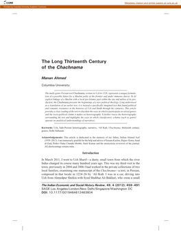 The Long Thirteenth Century of the Chachnama