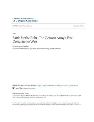 Battle for the Ruhr: the German Army's Final Defeat in the West" (2006)