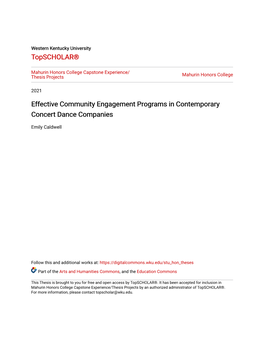 Effective Community Engagement Programs in Contemporary Concert Dance Companies