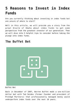 5 Reasons to Invest in Index Funds