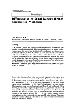 Differentiation of Spinal Damage Through Compression Mechanism