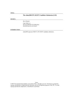 The Cdma2000 ITU-R RTT Candidate Submission (0.18)