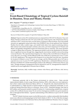 Event-Based Climatology of Tropical Cyclone Rainfall in Houston, Texas and Miami, Florida