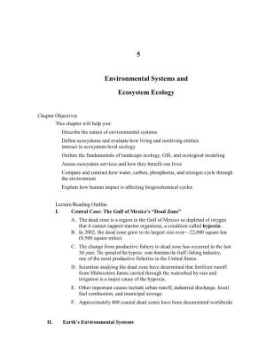 5 Environmental Systems and Ecosystem Ecology