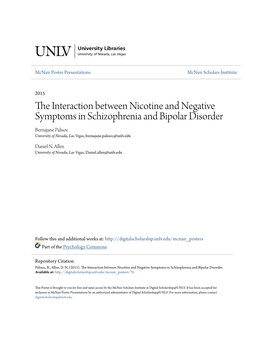 The Interaction Between Nicotine and Negative Symptoms in Schizophrenia and Bipolar Disorder Bernajane M