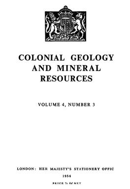 Colonial Geology and Mineral Resources