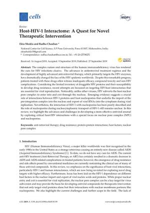 Host-HIV-1 Interactome: a Quest for Novel Therapeutic Intervention