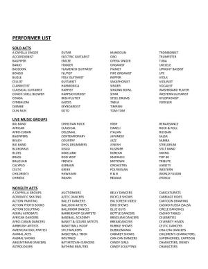 Performer List