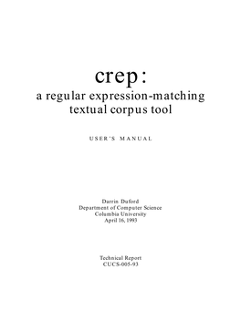 Crep: a Regular Expression-Matching Textual Corpus Tool