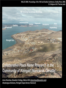 Collaborative Place Name Research in the Community of Kinngait (Nunvavut, Canada)