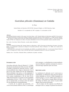 Gastridium Phleoides (Gramineae) En Cataluña
