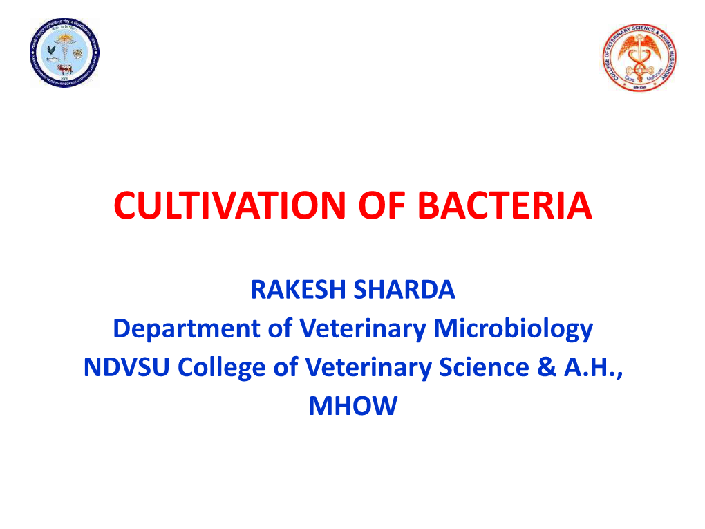 Cultivation of Bacteria