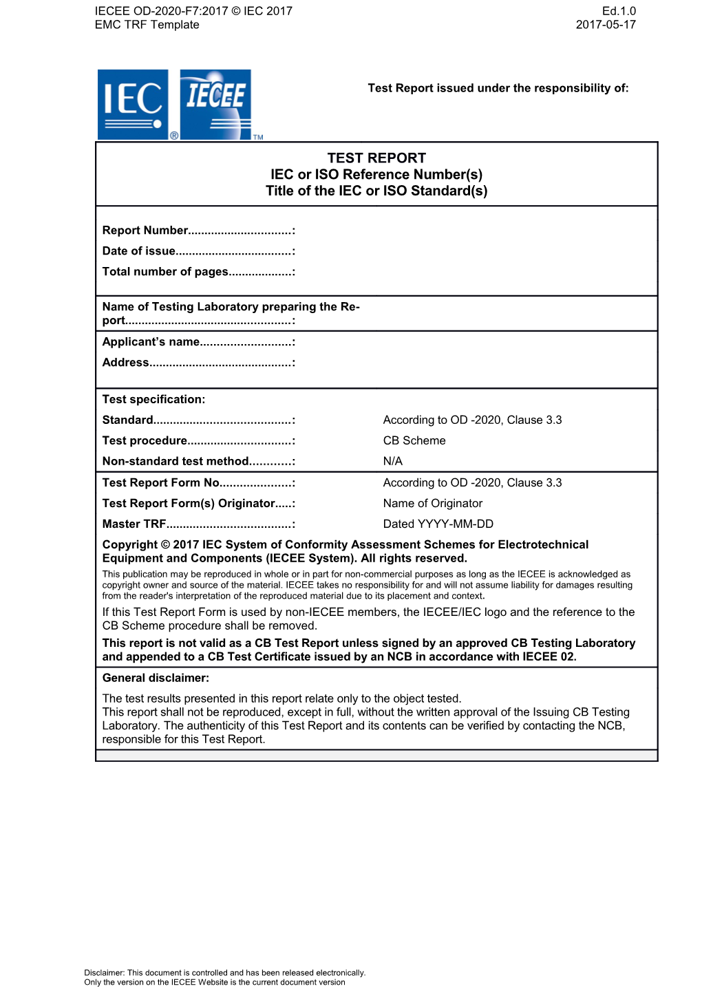 Iec Test Report Form Template