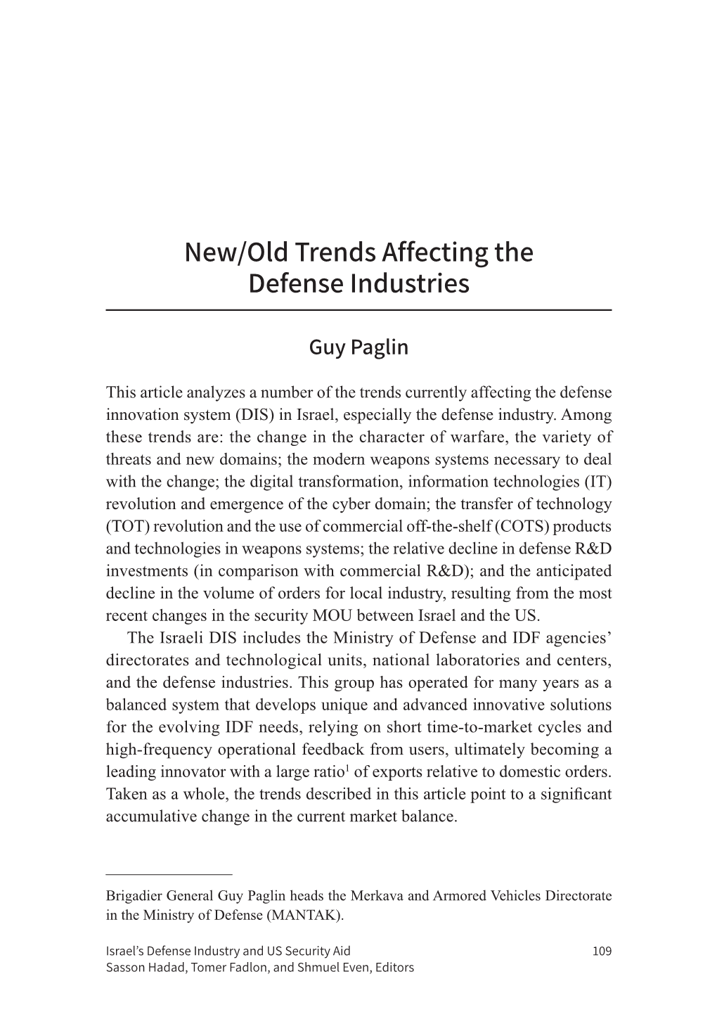 New/Old Trends Affecting the Defense Industries