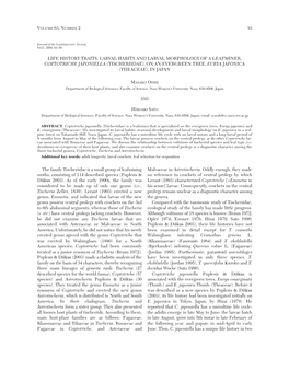 Life History Traits, Larval Habits and Larval Morphology of a Leafminer, Coptotriche Japonella