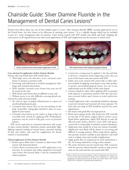 Chairside Guide: Silver Diamine Fluoride in the Management of Dental Caries Lesions *