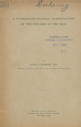 A Pathologico-Clinical Classification of the Diseases of the Skin
