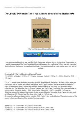 Download the Troll Garden and Selected Stories PDF