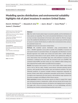 Modelling Species Distributions and Environmental Suitability Highlights Risk of Plant Invasions in Western United States