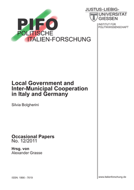 Local Government and Inter-Municipal Cooperation in Italy and Germany