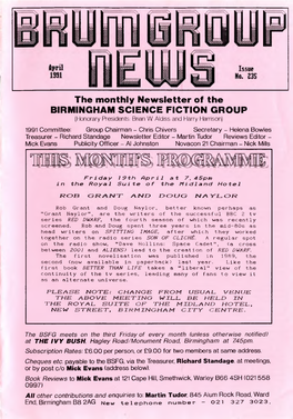 Birmingham Science Fiction Group Newsletter