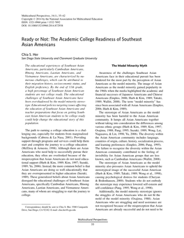The Academic College Readiness of Southeast Asian Americans