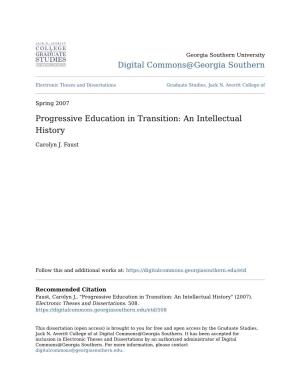 Progressive Education in Transition: an Intellectual History