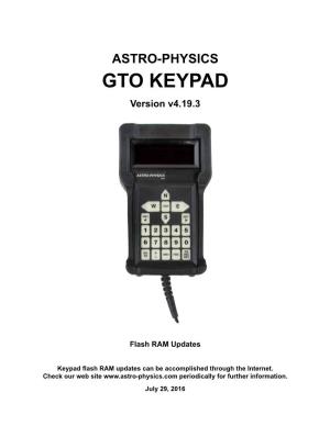 GTO KEYPAD Version V4.19.3