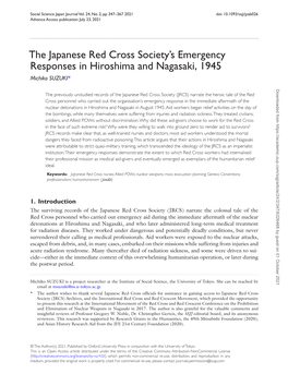 The Japanese Red Cross Society's Emergency Responses In